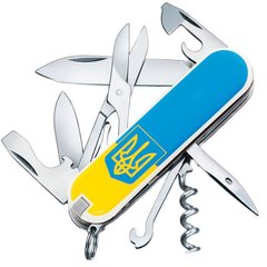 Нож складной, мультитул Victorinox Climber Ukraine Герб (91мм, 14 функций), желто-голубой 1.3703.7R3