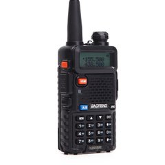 Рация Baofeng UV-5R (5W, VHF/UHF, 136-174 MHz/400-470 MHz, до 5 км, 128 каналов, АКБ), черная