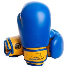 Боксерські рукавиці PowerPlay 3004 JR Classic Синьо-Жовті 6 унцій