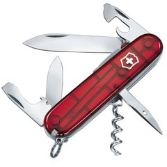 Нож складной, мультитул + LED Victorinox Spartan Lite (91мм, 15 функций), красный прозр. 1.7804.T