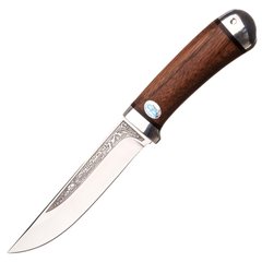 Нож АиР Лиса, рукоять дерево (длина: 26.0см, лезвие: 14.0см), ножны кожа