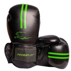 Боксерські рукавиці PowerPlay 3016 Contender Чорно-Зелені 10 унцій