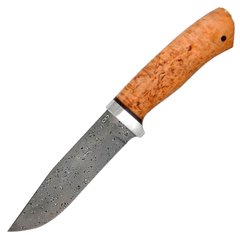 Нож АиР Турист, дамасская сталь, рукоять карел. береза (длина: 26.5см, лезвие: 14.0см), ножны кожа